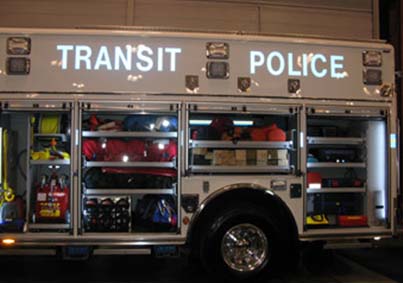 Transit police vehicle with Equipment Mounts